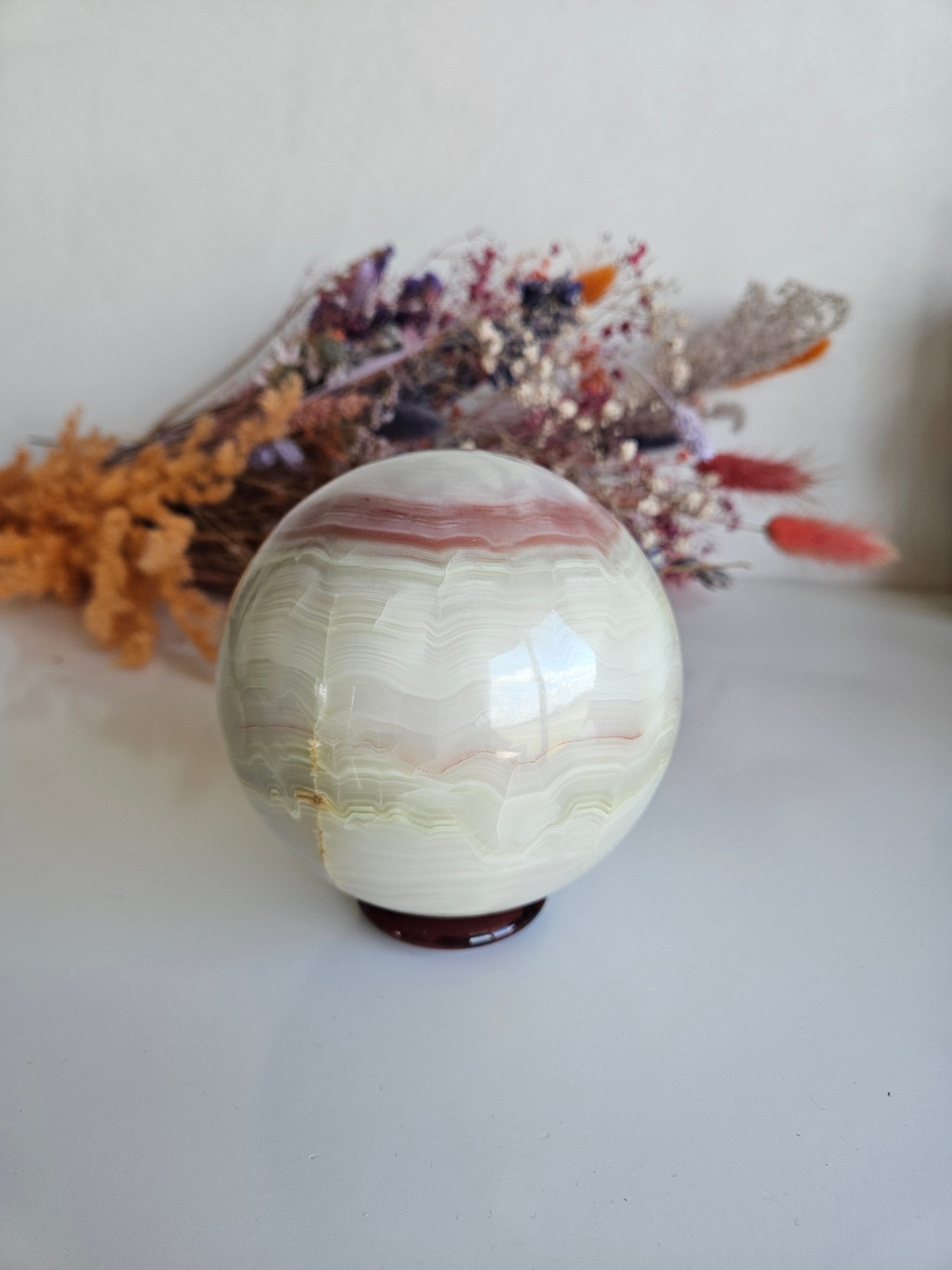 Roze Gestreepte Onyx Sphere / Bol